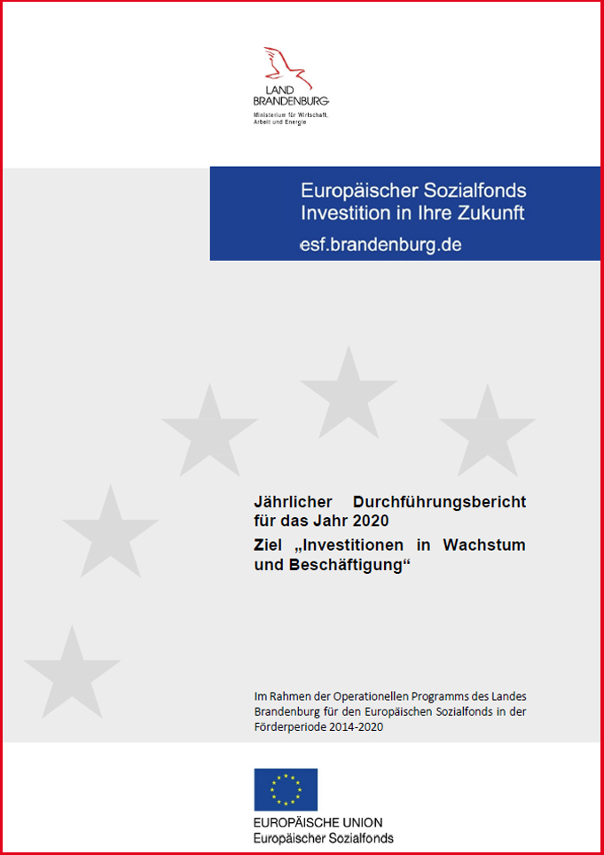 Deckblatt des ESF-Durchführungsberichts 2020